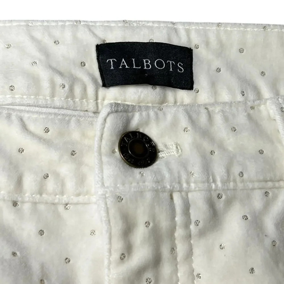 Talbots Pants Womens 10 White Gold Stretch Flat Front Velveteen Straight Leg - Picture 3 of 7